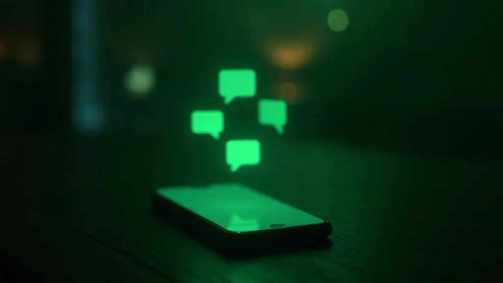 Un teléfono brillando con mensajes de clientes sin contestar, en la noche